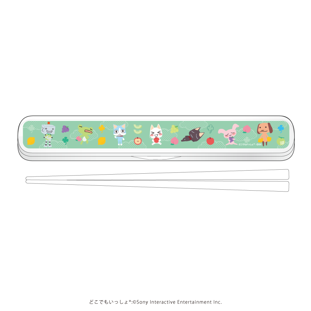 キャラおはしケースセット「どこでもいっしょ Design produced by Sanrio」01/整列デザイン 果物ver.