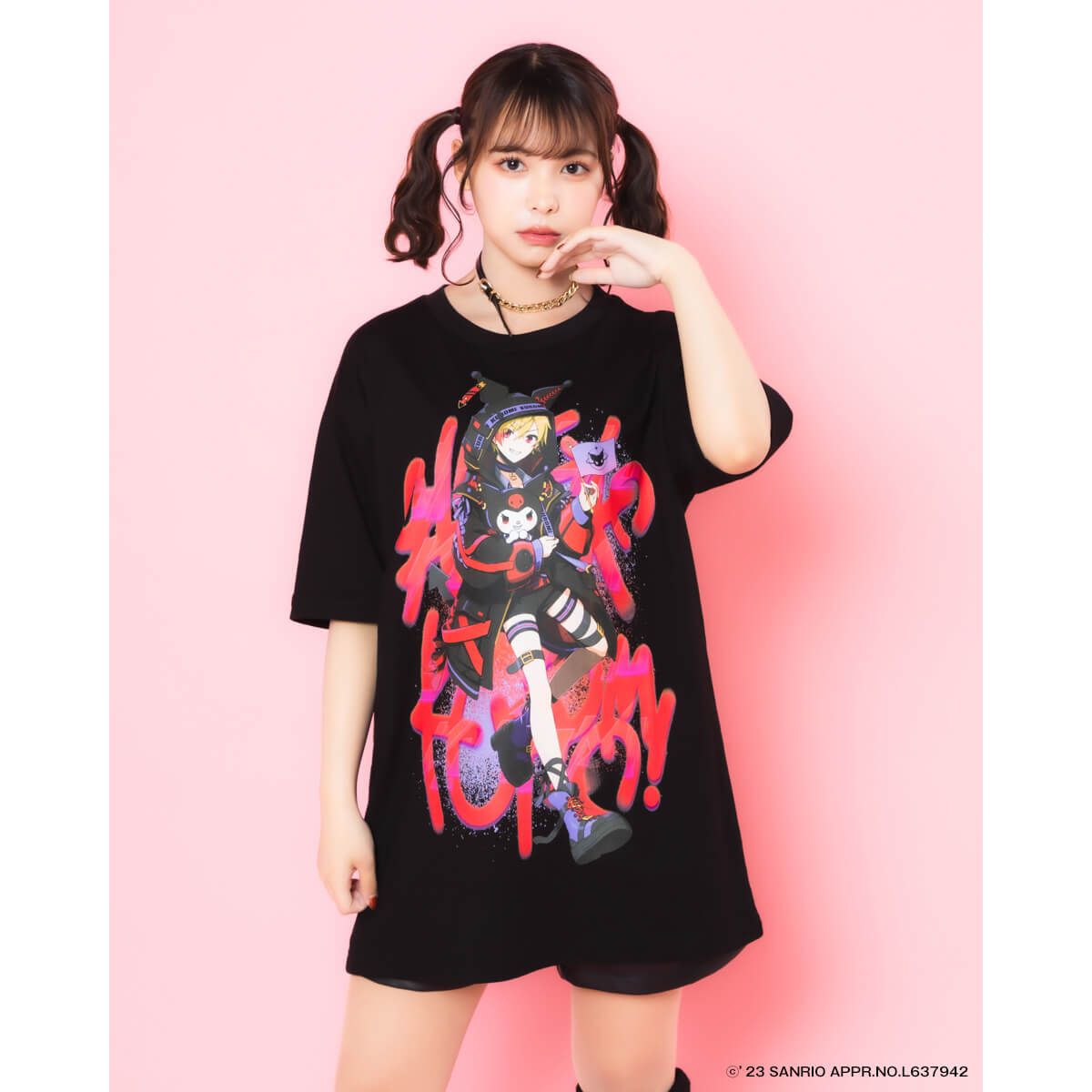 【クロミ×96猫】Tシャツ(BLK) Lサイズ