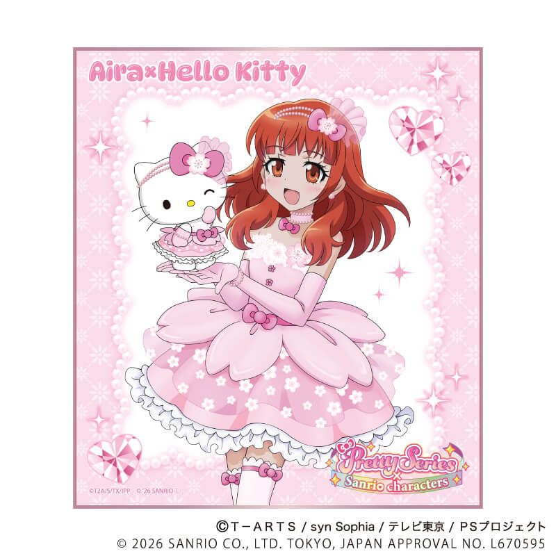 ミニ色紙(フチピンク)「プリティーシリーズ×サンリオキャラクターズ」01/BOX1 コンプリートセット(全6種)(コラボイラスト)