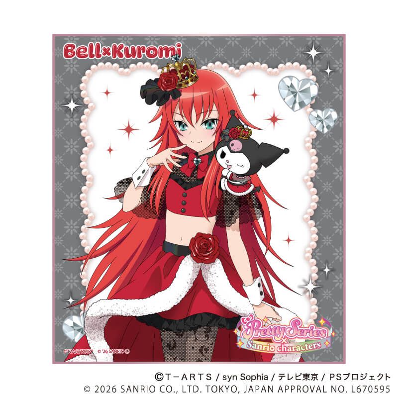 ミニ色紙(フチピンク)「プリティーシリーズ×サンリオキャラクターズ」01/BOX1 コンプリートセット(全6種)(コラボイラスト)