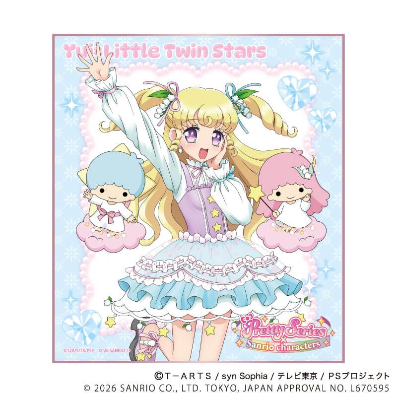 ミニ色紙(フチピンク)「プリティーシリーズ×サンリオキャラクターズ」02/BOX2 コンプリートセット(全8種)(コラボイラスト)