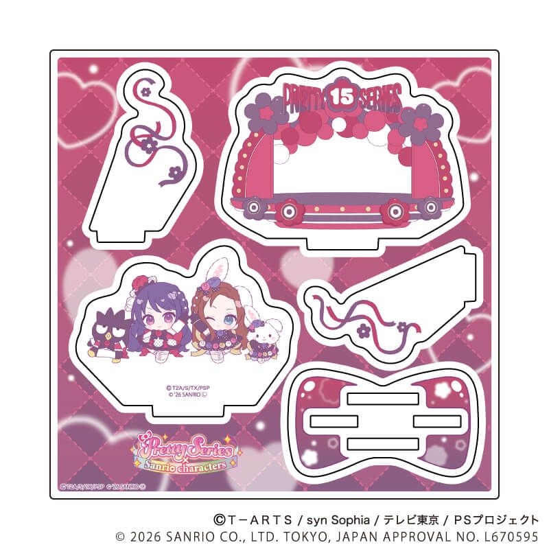 アクリルスタンドプレート「プリティーシリーズ×サンリオキャラクターズ」02/上葉みあ×バッドばつ丸&へイン×ウィッシュミーメル(コラボイラスト)