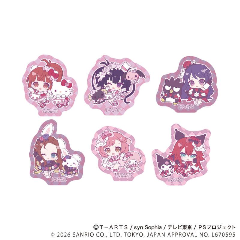 フレークシール(6枚セット)「プリティーシリーズ×サンリオキャラクターズ」01/A(コラボイラスト)