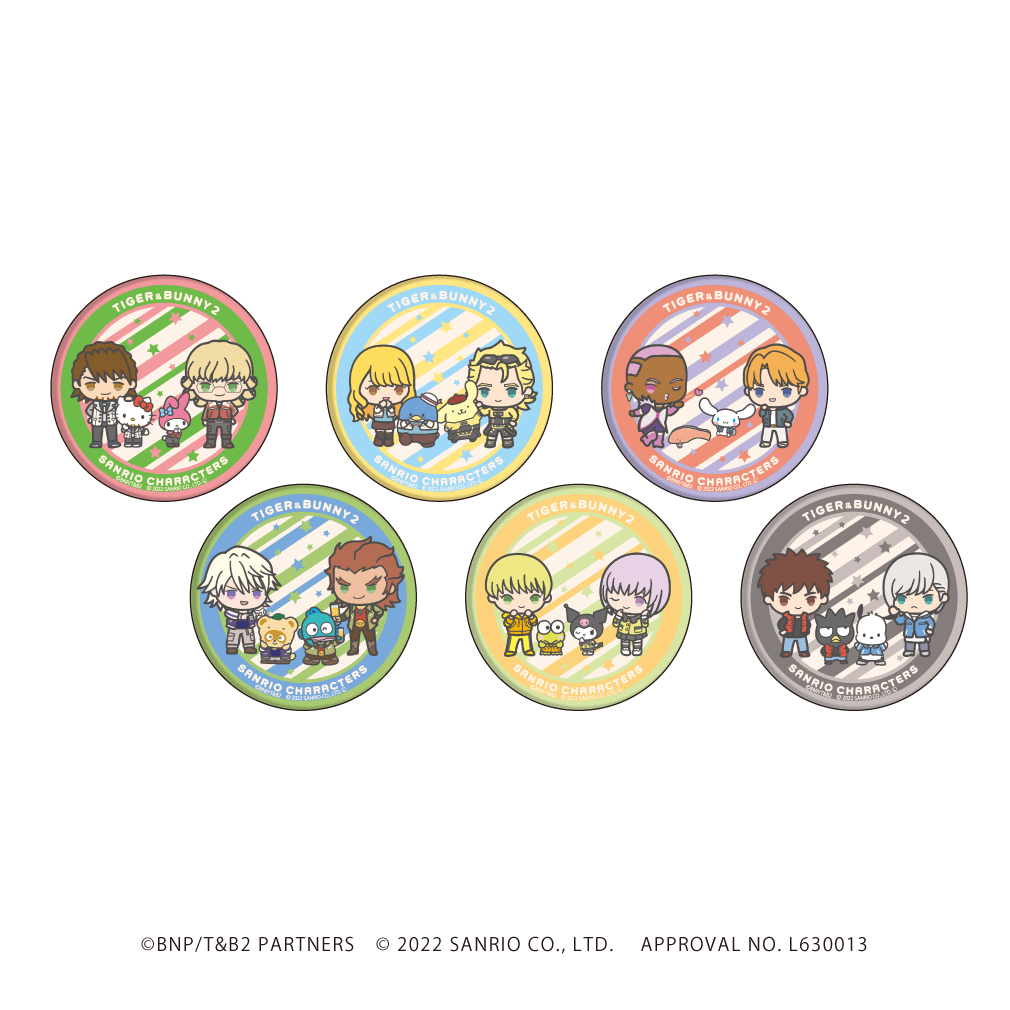 缶バッジ「TIGER & BUNNY 2×サンリオキャラクターズ」01/コンプリートBOX(全6種)(ミニキャライラスト)