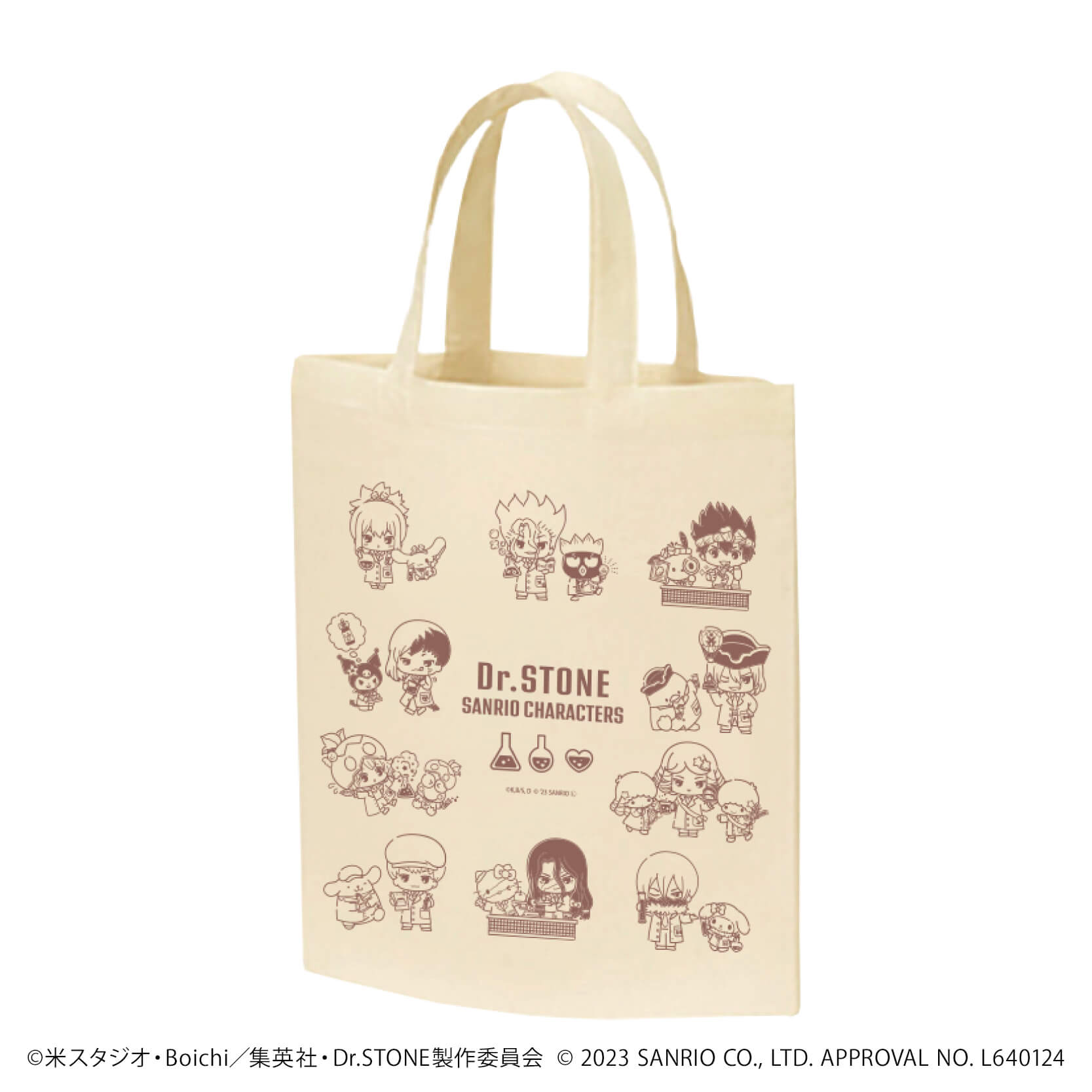 キャラトートバッグ「Dr.STONE×サンリオキャラクターズ」01/集合デザイン(ミニキャライラスト)