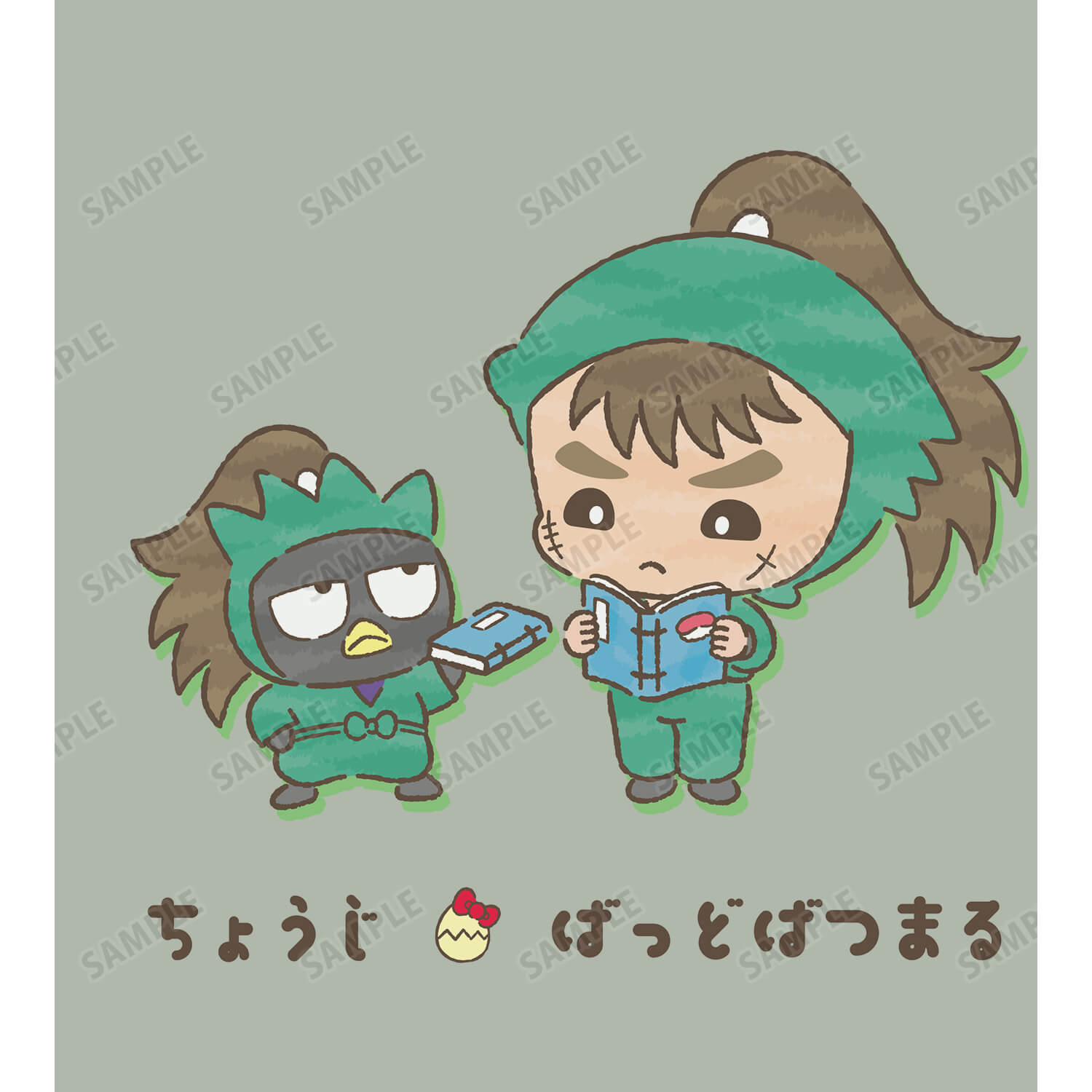 忍たま乱太郎×サンリオキャラクターズ　中在家長次×バッドばつ丸 Tシャツメンズ(サイズ/S)