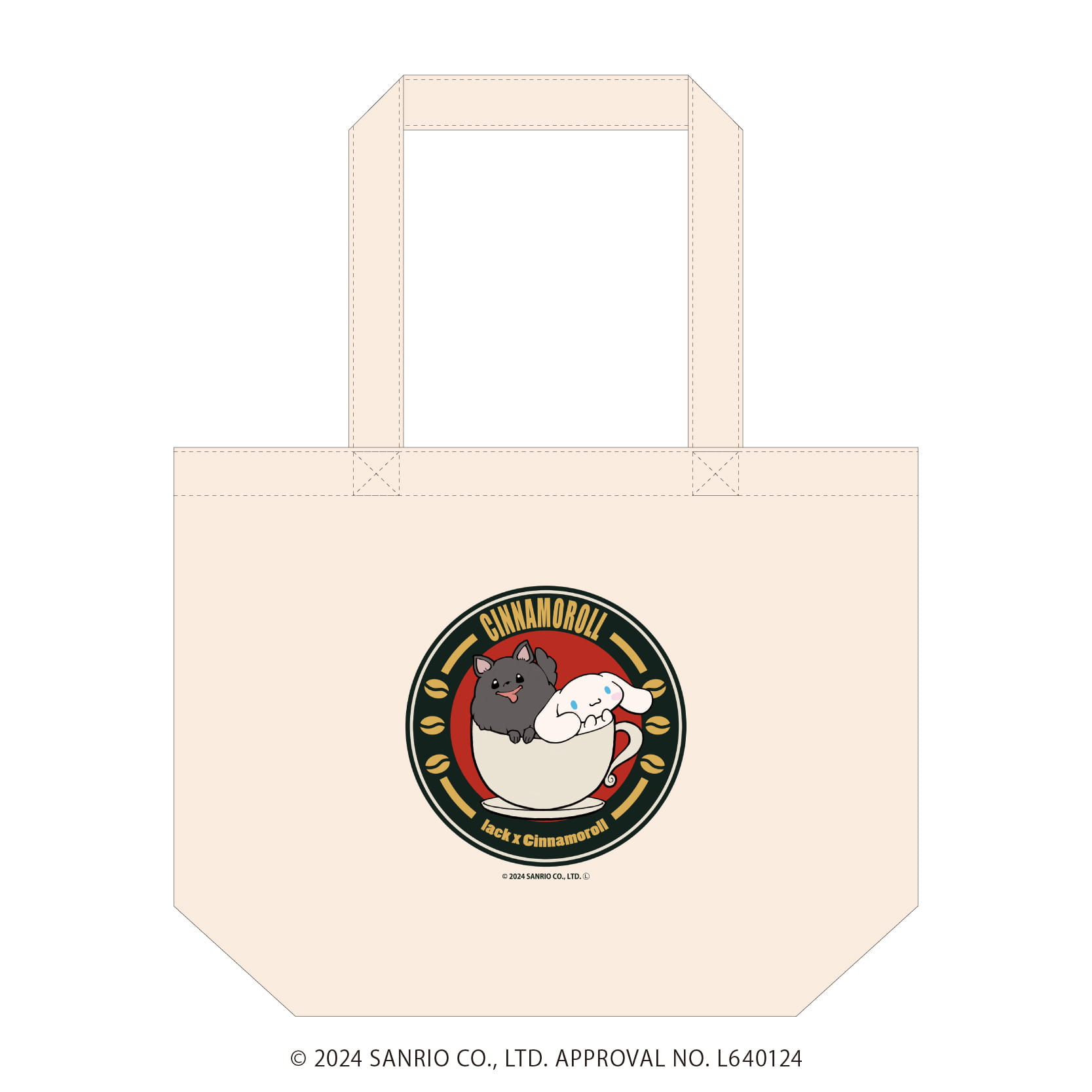 フルカラーコットンバッグ「lack×サンリオキャラクターズ」01/ロゴ風デザイン(コラボイラスト)