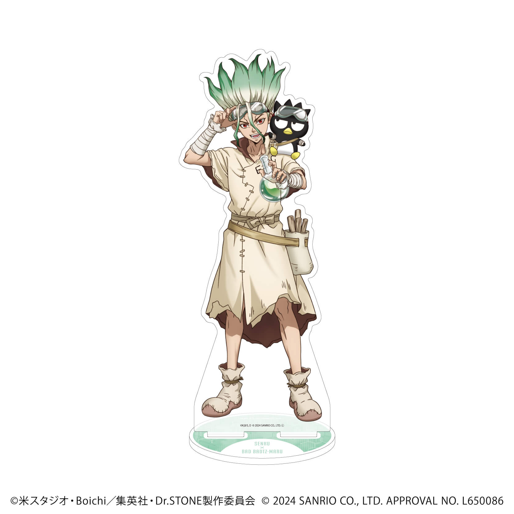 Dr.STONE×サンリオキャラクターズ｜BIGアクリルスタンド「Dr.STONE×サンリオキャラクターズ」01/千空×バッドばつ丸(コラボイラスト)｜  サンリオのコラボグッズ通販なら｜サンリオアニメストアオンライン