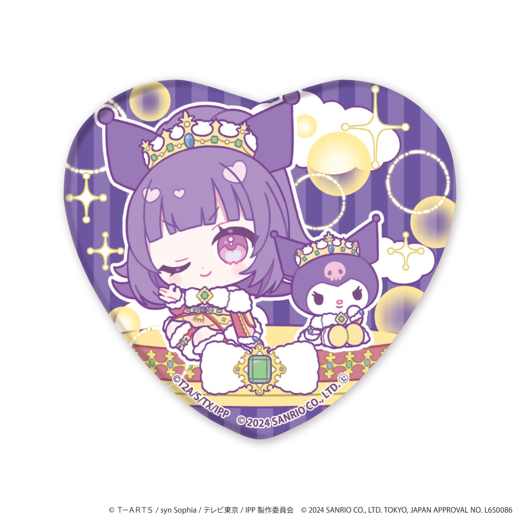 ホログラムハート型缶バッジ「プリパラ10周年×サンリオキャラクターズ」02/コンプリートBOX(全9種)(ミニキャライラスト)