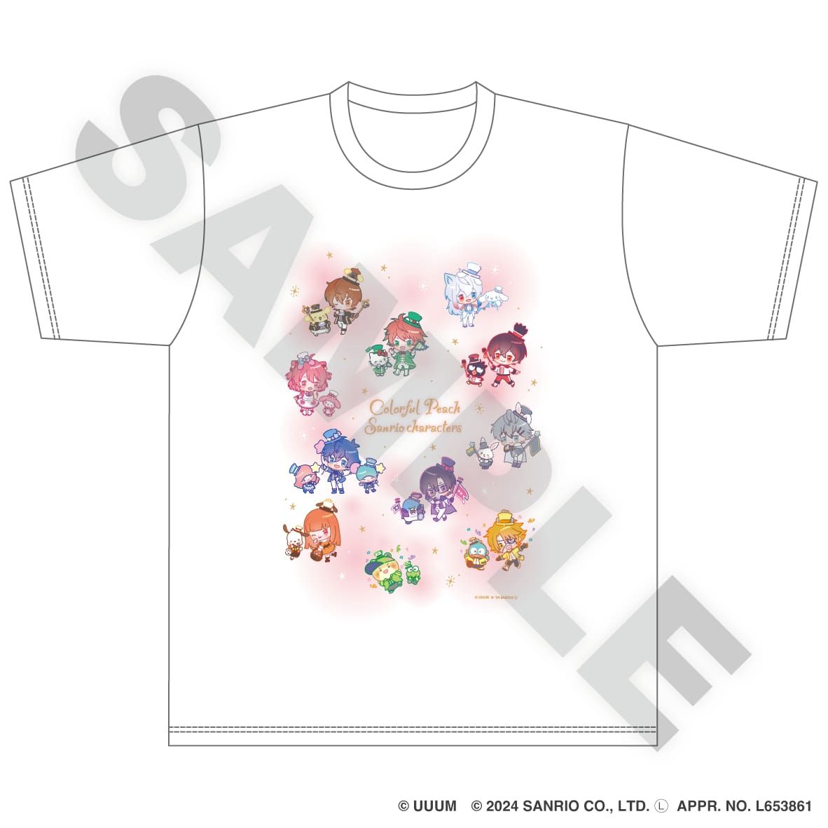 カラフルピーチ×サンリオキャラクターズ　Tシャツ ミニキャラver._Lサイズ