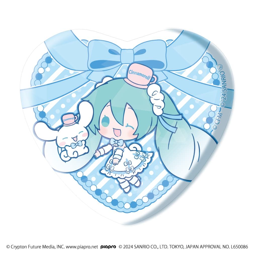 ホログラムハート型缶バッジ「初音ミク×シナモロール」01/コンプリートBOX(全12種)(コラボイラスト)