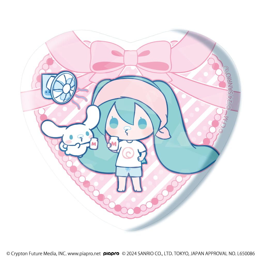 ホログラムハート型缶バッジ「初音ミク×シナモロール」01/コンプリートBOX(全12種)(コラボイラスト)