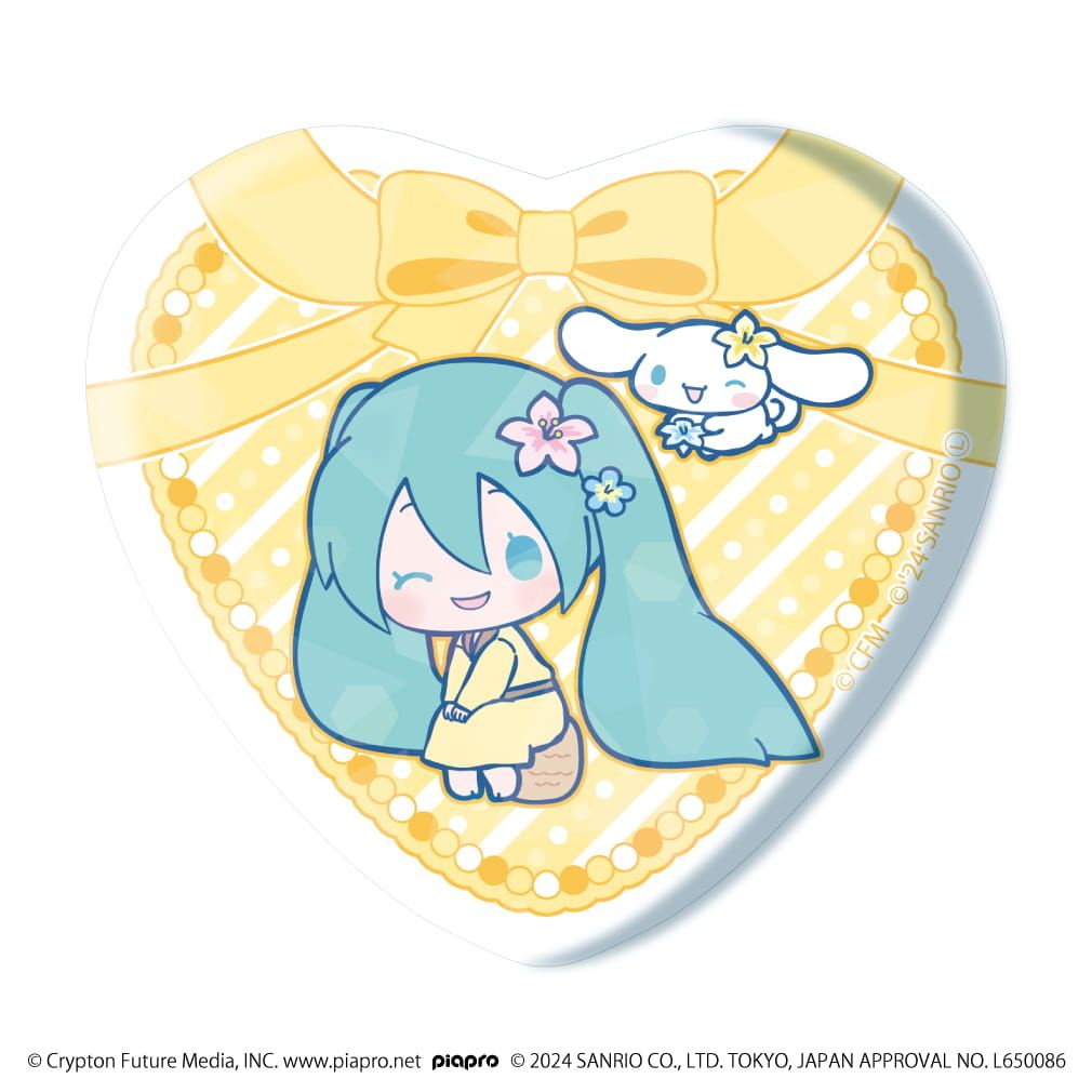 ホログラムハート型缶バッジ「初音ミク×シナモロール」01/コンプリートBOX(全12種)(コラボイラスト)