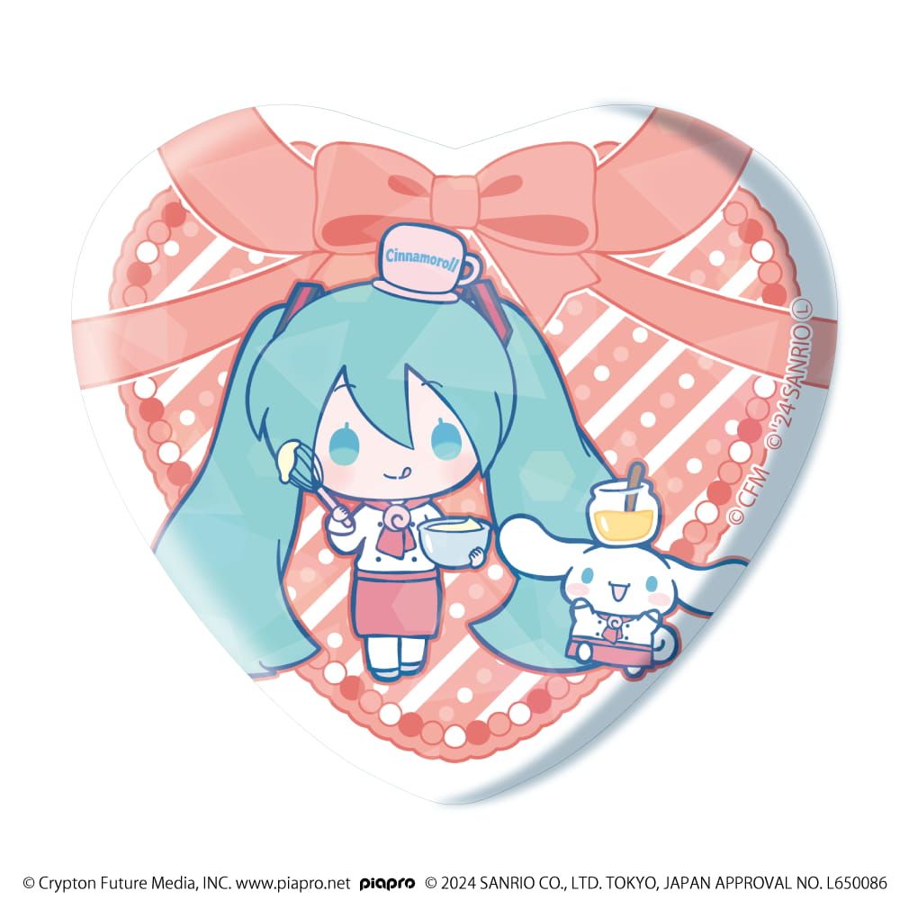 ホログラムハート型缶バッジ「初音ミク×シナモロール」01/コンプリートBOX(全12種)(コラボイラスト)