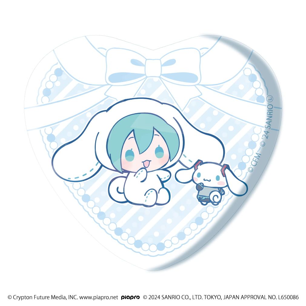 ホログラムハート型缶バッジ「初音ミク×シナモロール」01/コンプリートBOX(全12種)(コラボイラスト)