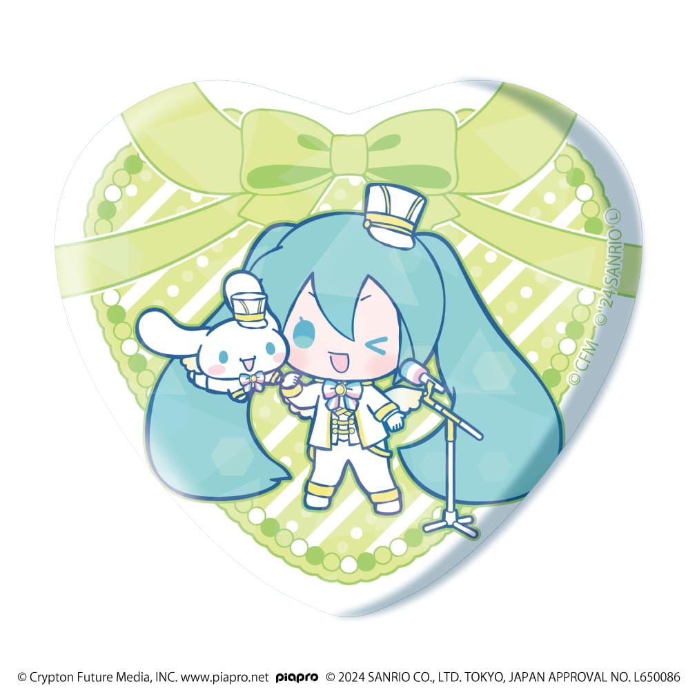 ホログラムハート型缶バッジ「初音ミク×シナモロール」01/コンプリートBOX(全12種)(コラボイラスト)