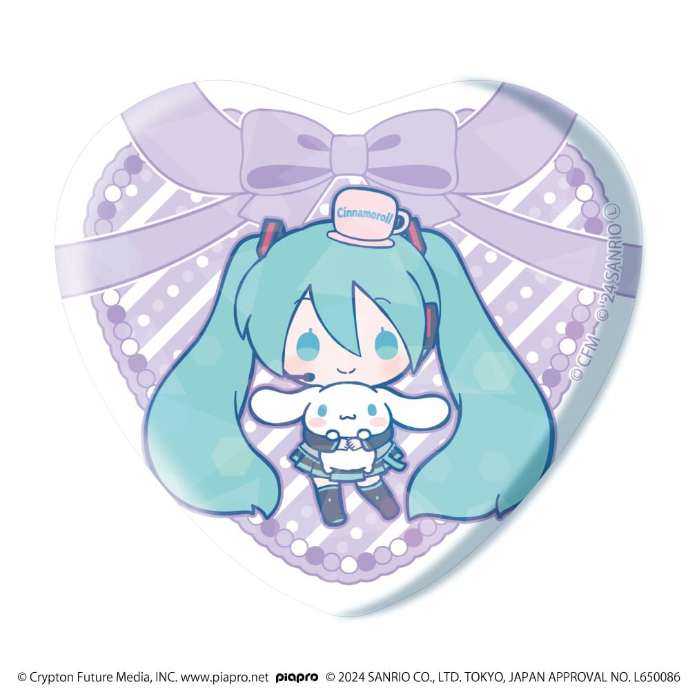 ホログラムハート型缶バッジ「初音ミク×シナモロール」01/コンプリートBOX(全12種)(コラボイラスト)