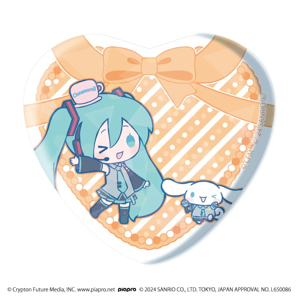 ホログラムハート型缶バッジ「初音ミク×シナモロール」01/コンプリートBOX(全12種)(コラボイラスト)