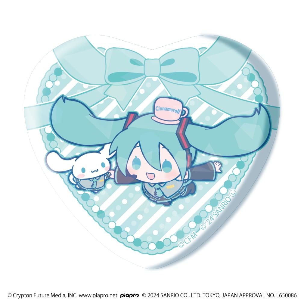 ホログラムハート型缶バッジ「初音ミク×シナモロール」01/コンプリートBOX(全12種)(コラボイラスト)