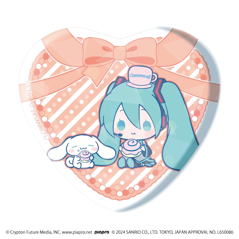 ホログラムハート型缶バッジ「初音ミク×シナモロール」01/コンプリートBOX(全12種)(コラボイラスト)