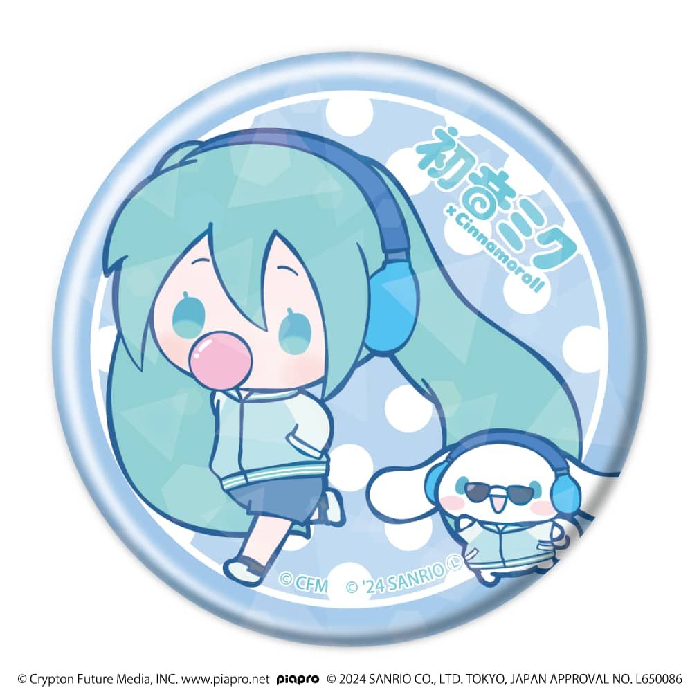 ホログラム缶バッジ(57mm)「初音ミク×シナモロール」01/コンプリートBOX(全9種)(コラボイラスト)