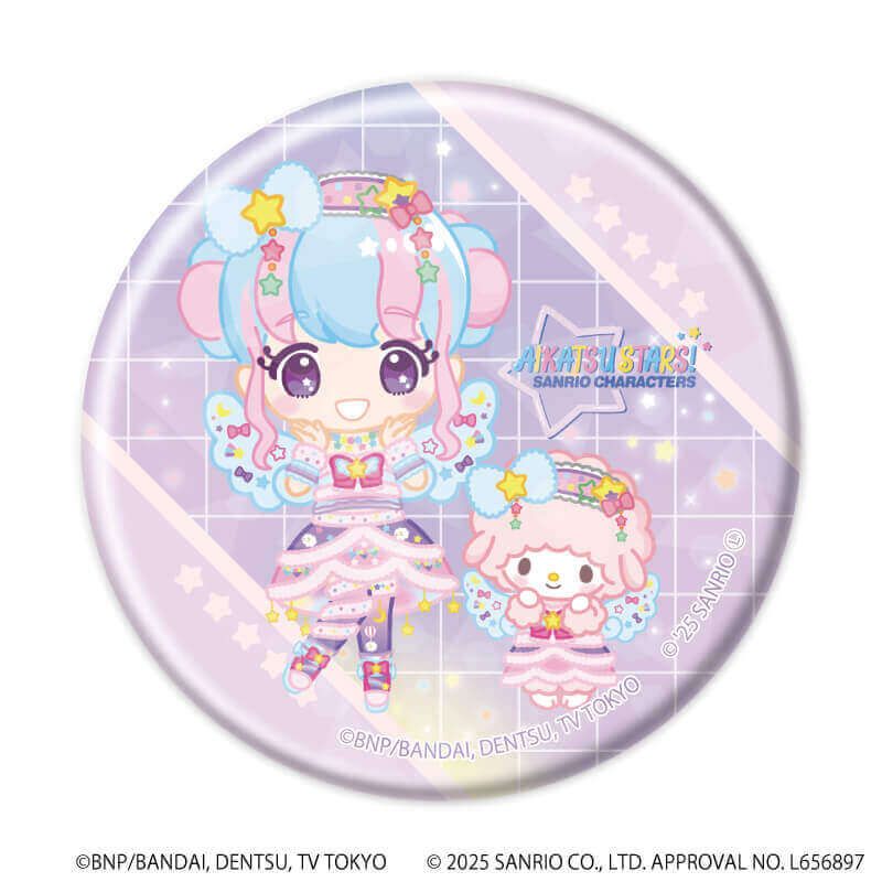 ホログラム缶バッジ(57mm)「アイカツスターズ！×サンリオキャラクターズ」02/コンプリートBOX(全10種)(コラボイラスト(ミニキャラ))