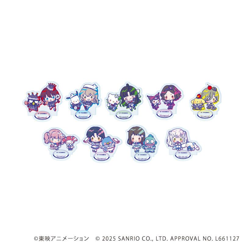 アクリルぷちスタンド「ガールズバンドクライ×サンリオキャラクターズ」01/コンプリートBOX(全9種) ミニキャラデザイン(コラボイラスト)