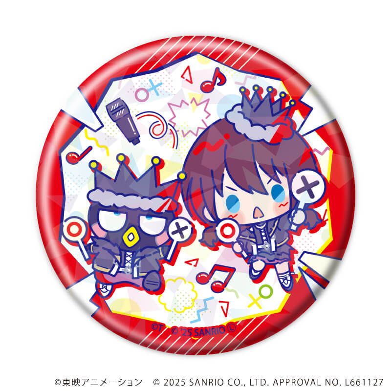 ホログラム缶バッジ(57mm)「ガールズバンドクライ×サンリオキャラクターズ」02/コンプリートBOX(全9種) ミニキャラデザイン(コラボイラスト)