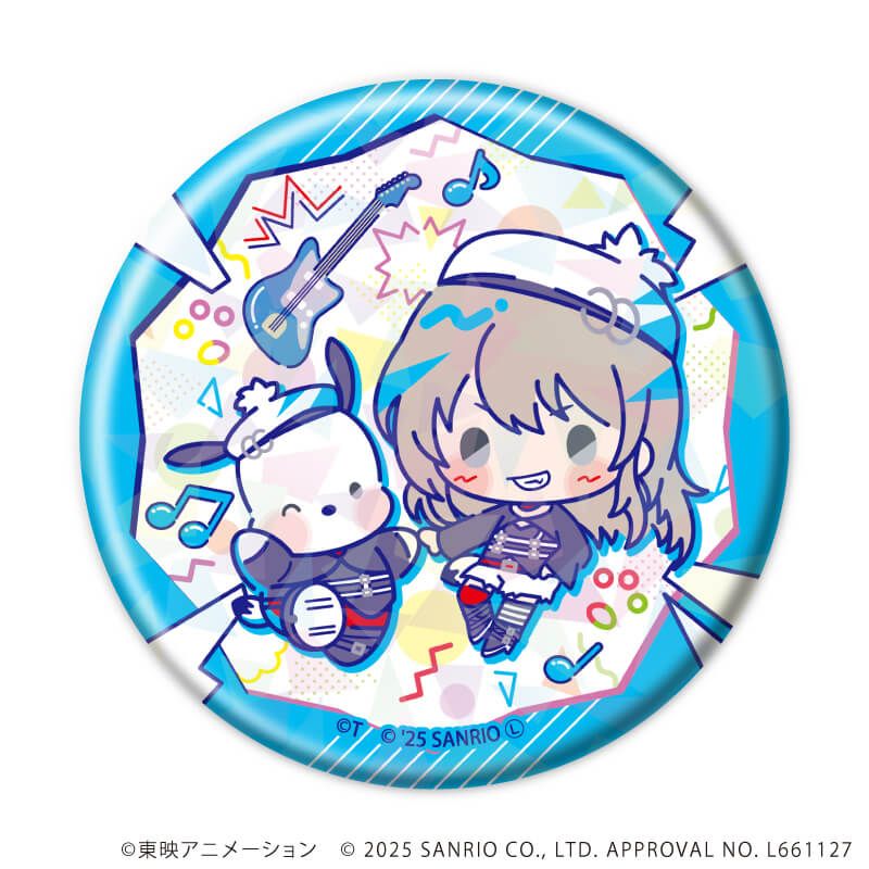 ホログラム缶バッジ(57mm)「ガールズバンドクライ×サンリオキャラクターズ」02/コンプリートBOX(全9種) ミニキャラデザイン(コラボイラスト)