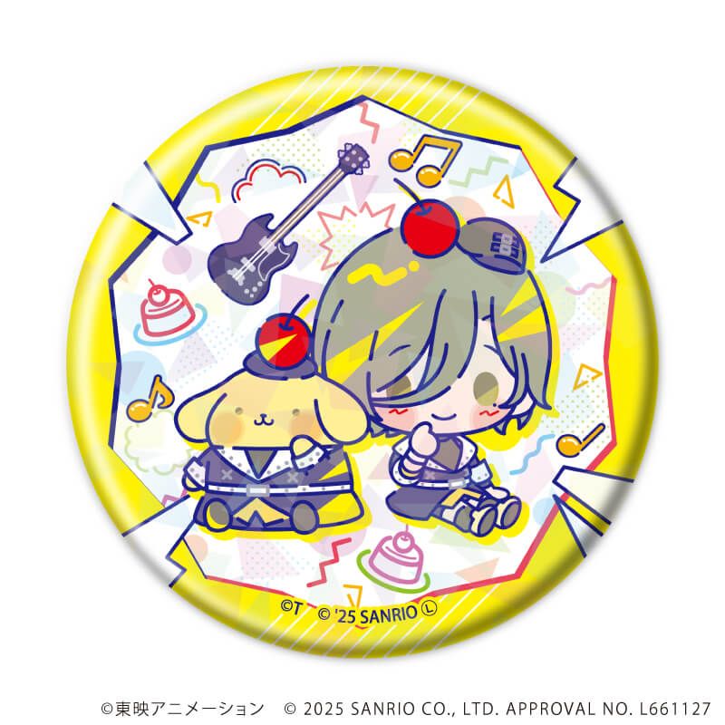 ホログラム缶バッジ(57mm)「ガールズバンドクライ×サンリオキャラクターズ」02/コンプリートBOX(全9種) ミニキャラデザイン(コラボイラスト)