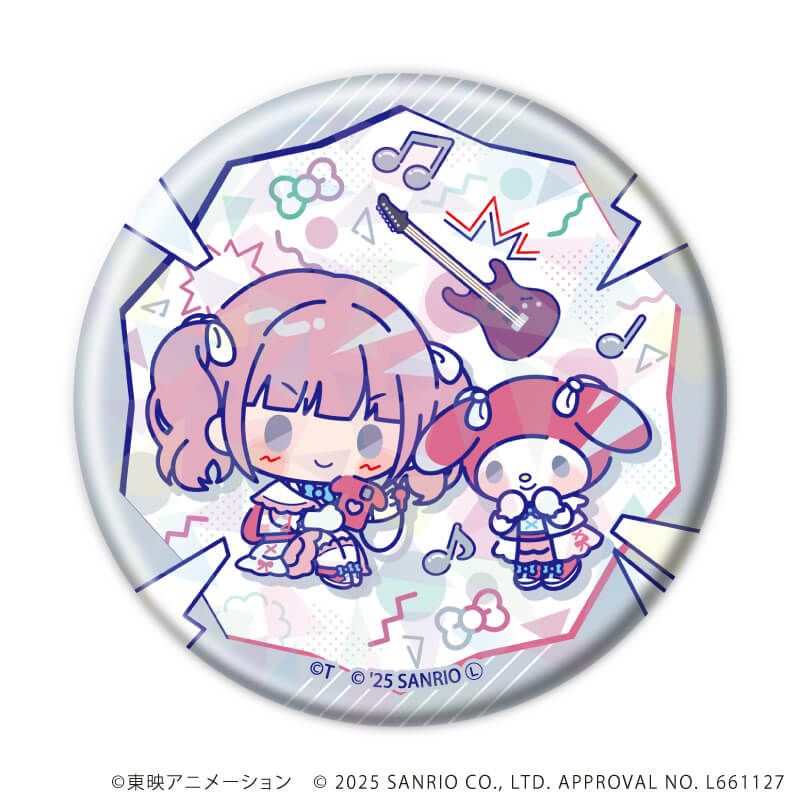 ホログラム缶バッジ(57mm)「ガールズバンドクライ×サンリオキャラクターズ」02/コンプリートBOX(全9種) ミニキャラデザイン(コラボイラスト)