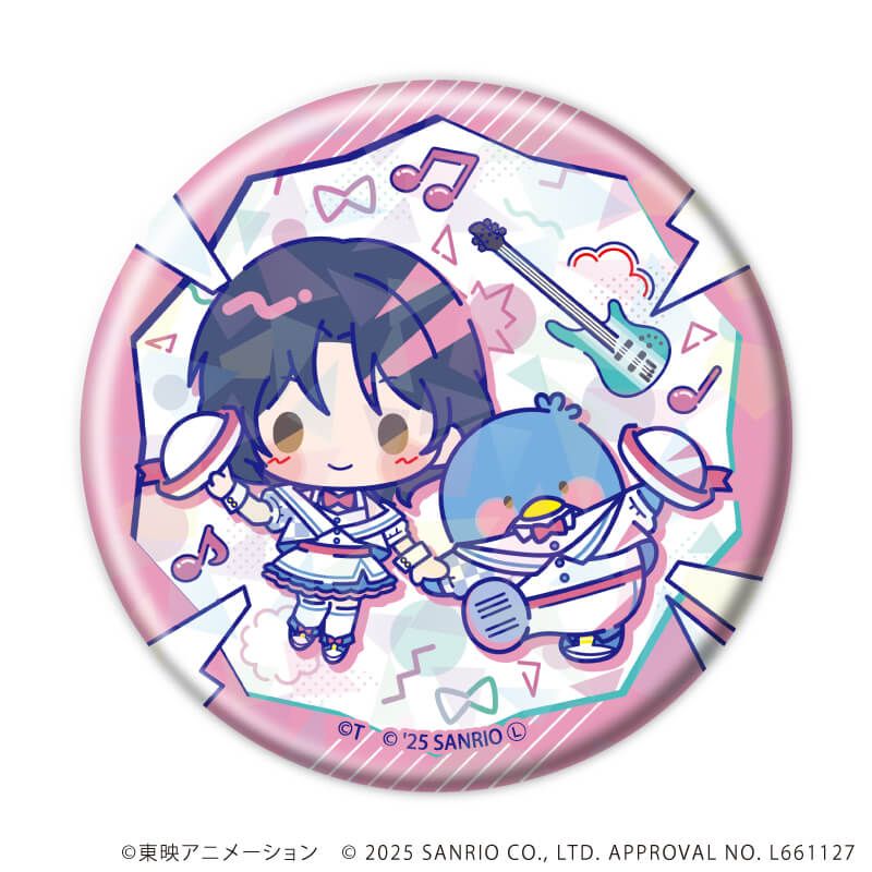 ホログラム缶バッジ(57mm)「ガールズバンドクライ×サンリオキャラクターズ」02/コンプリートBOX(全9種) ミニキャラデザイン(コラボイラスト)