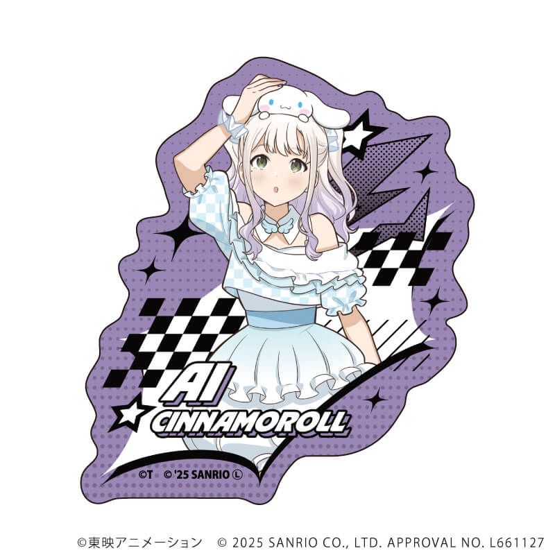 ダイカットスマホステッカー「ガールズバンドクライ×サンリオキャラクターズ」09/アイ×シナモロール(コラボイラスト)