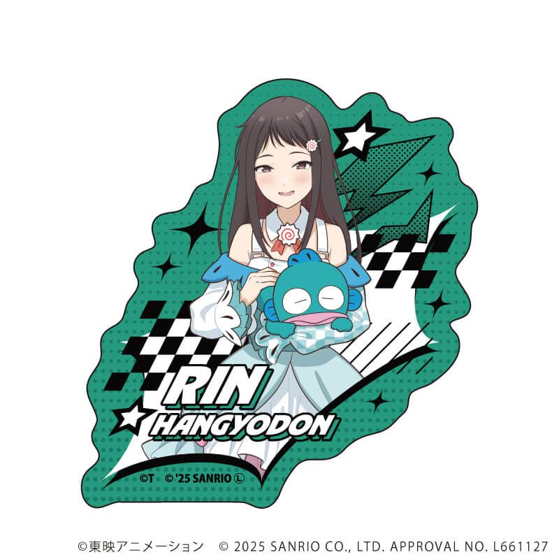 ダイカットスマホステッカー「ガールズバンドクライ×サンリオキャラクターズ」08/リン×ハンギョドン(コラボイラスト)