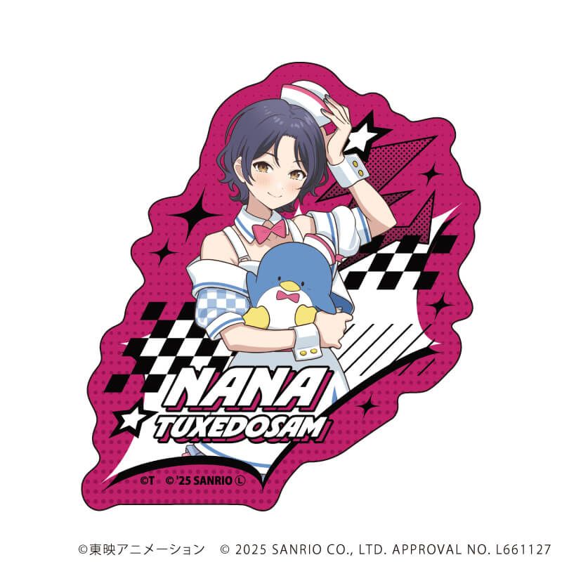 ダイカットスマホステッカー「ガールズバンドクライ×サンリオキャラクターズ」07/ナナ×タキシードサム(コラボイラスト)