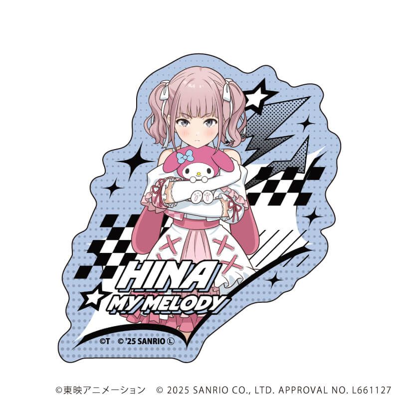 ダイカットスマホステッカー「ガールズバンドクライ×サンリオキャラクターズ」06/ヒナ×マイメロディ(コラボイラスト)