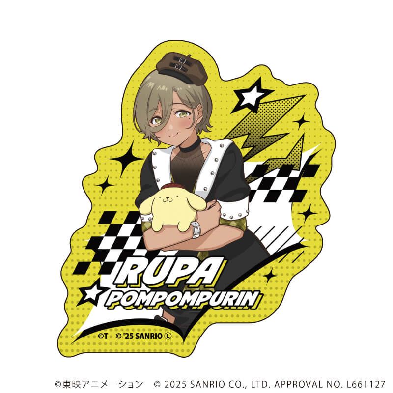 ダイカットスマホステッカー「ガールズバンドクライ×サンリオキャラクターズ」05/ルパ×ポムポムプリン(コラボイラスト)
