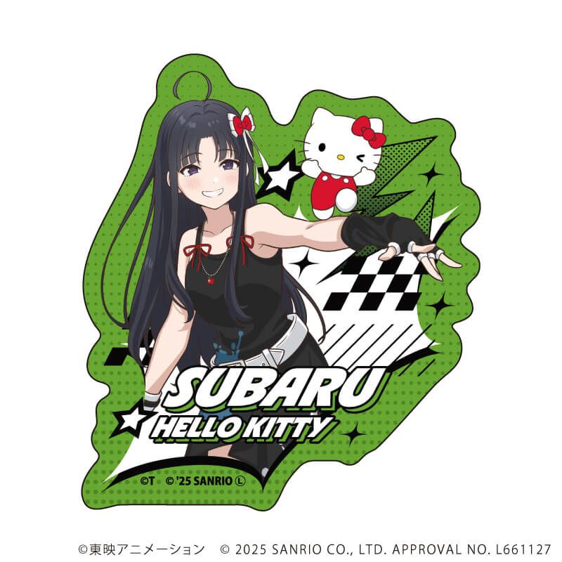 ダイカットスマホステッカー「ガールズバンドクライ×サンリオキャラクターズ」03/安和 すばる×ハローキティ(コラボイラスト)