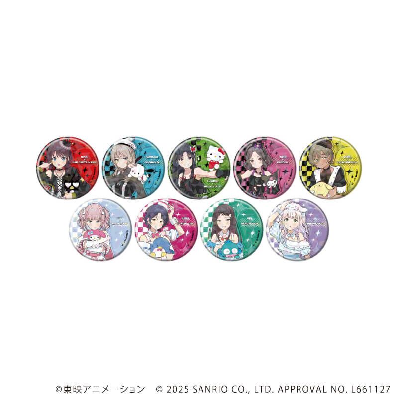 ホログラム缶バッジ(57mm)「ガールズバンドクライ×サンリオキャラクターズ」01/コンプリートBOX(全9種) 等身デザイン(コラボイラスト)