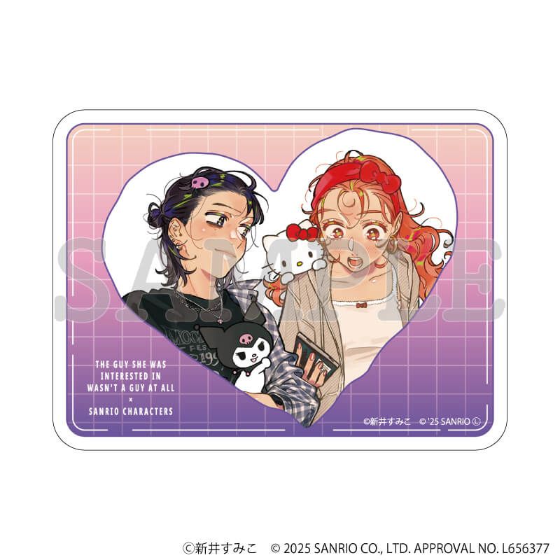 ダイカットスマホステッカー「気になってる人が男じゃなかった×サンリオキャラクターズ」01/A(等身イラスト)