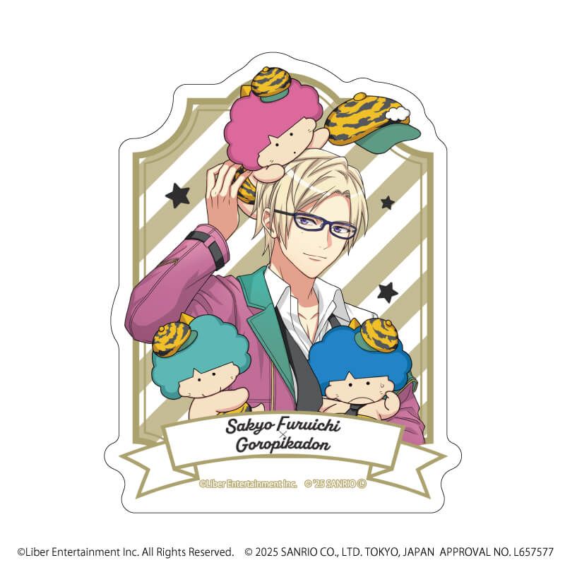 ダイカットスマホステッカー「A3!×Sanrio characters」27/古市 左京×ゴロピカドン(等身イラスト)