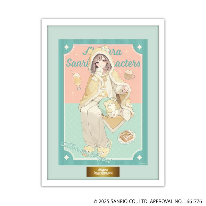 高精細複製原画（額付き）「赤倉×サンリオキャラクターズ」16/まるもふびより(コラボイラスト)