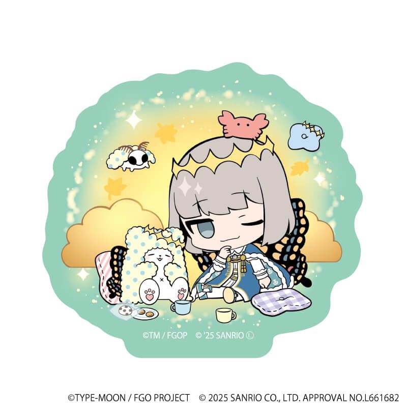 ダイカットスマホステッカー「Fate/Grand Order×サンリオキャラクターズ」27/オベロン×まるもふびより(コラボイラスト)