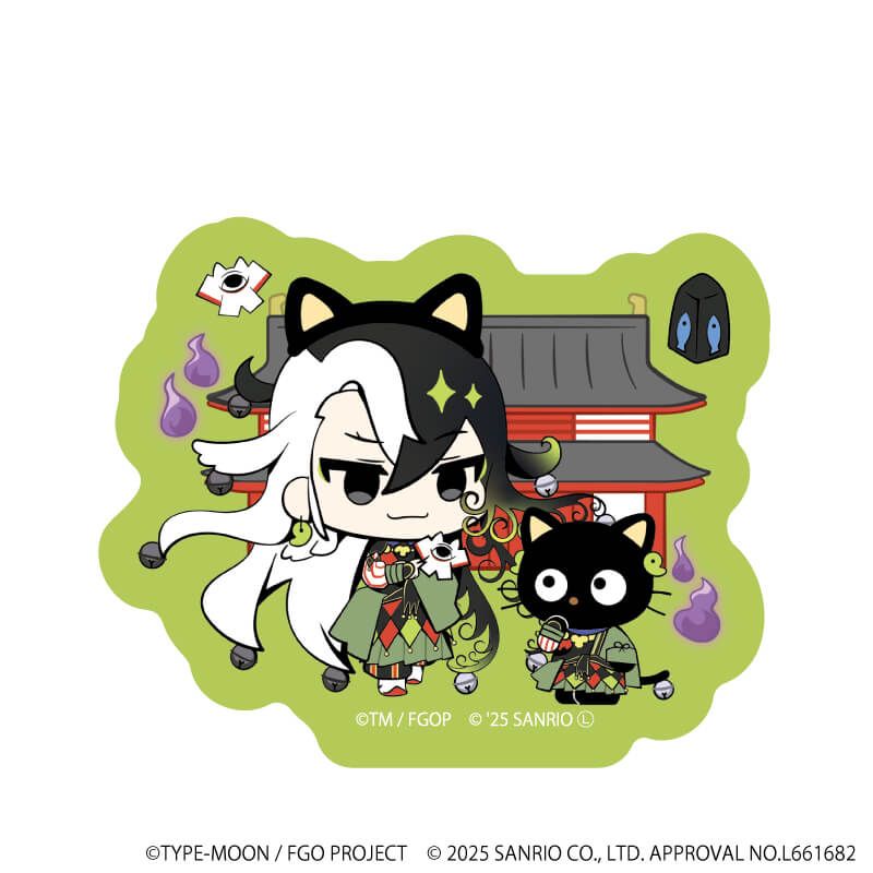 ダイカットスマホステッカー「Fate/Grand Order×サンリオキャラクターズ」24/蘆屋道満×チョコキャット(コラボイラスト)