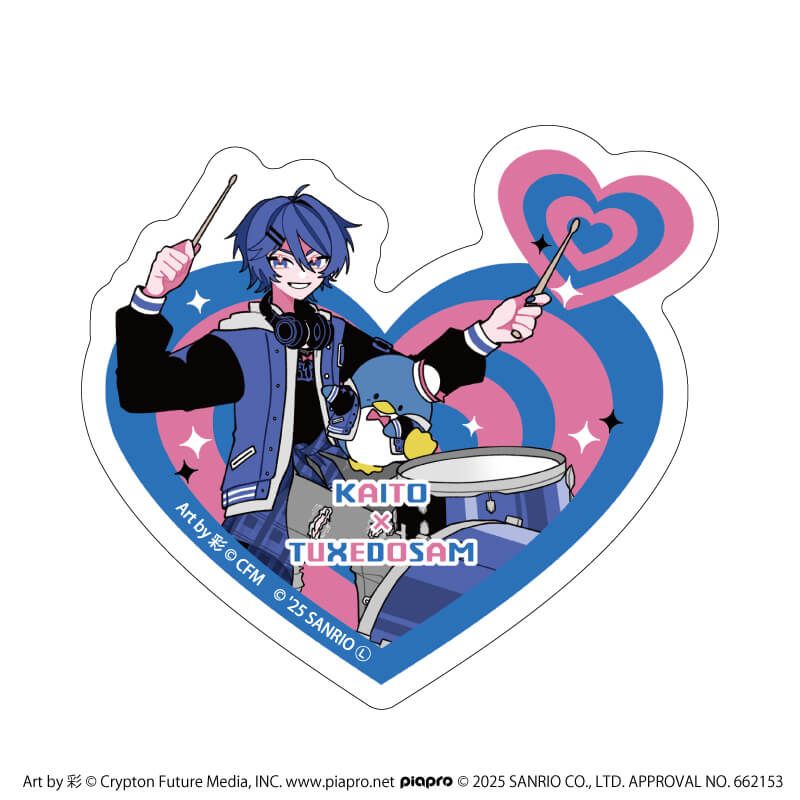 ダイカットスマホステッカー「ピアプロキャラクターズ×サンリオキャラクターズ」06/KAITO×タキシードサム(コラボイラスト)