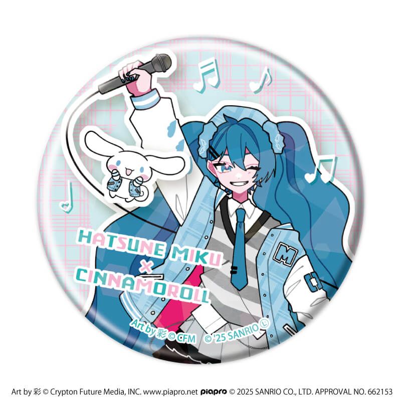 ホログラム缶バッジ(57mm)「ピアプロキャラクターズ×サンリオキャラクターズ」01/コンプリートセット(全6種)(コラボイラスト)