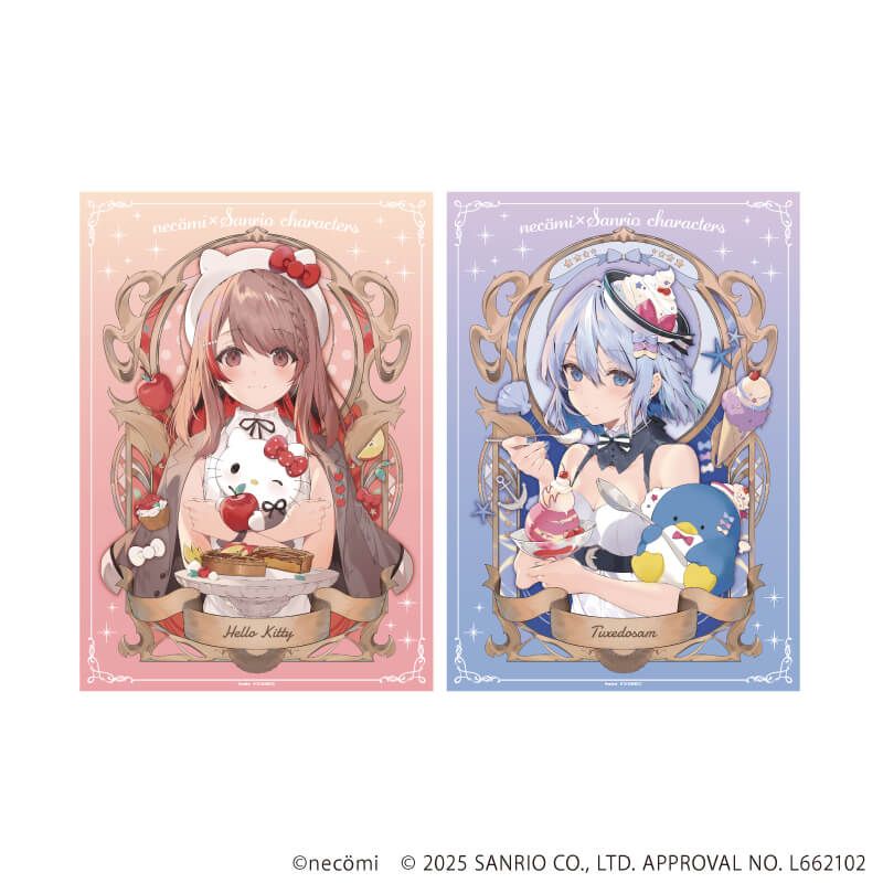 A4静電気ポスター(2枚セット)「necomi×サンリオキャラクターズ」02/ハローキティ&タキシードサム(コラボイラスト)