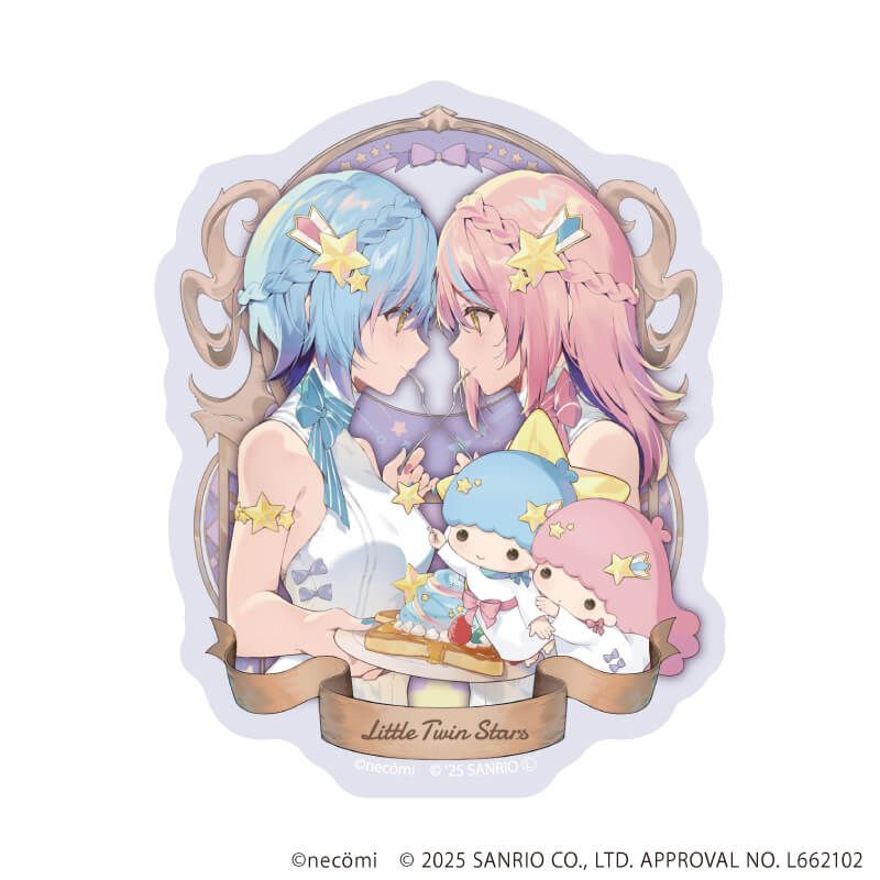ダイカットスマホステッカー「necomi×サンリオキャラクターズ」06/リトルツインスターズ(コラボイラスト)