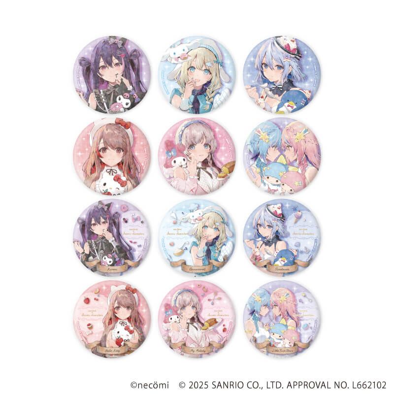 ホログラム缶バッジ(57mm)「necomi×サンリオキャラクターズ」01/ブラインド(12種)(コラボイラスト)