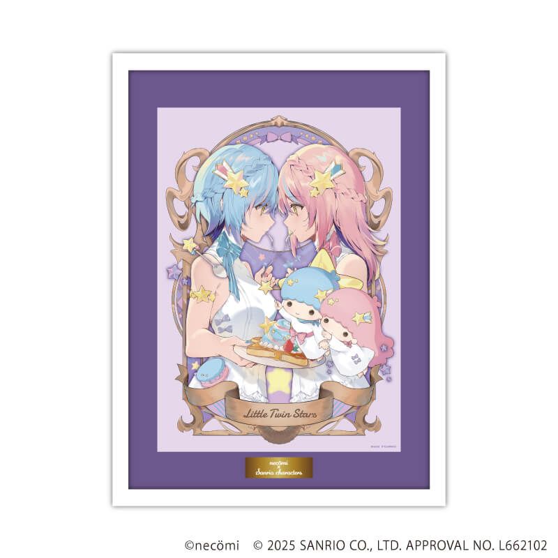 高精細複製原画（額付き）「necomi×サンリオキャラクターズ」06/リトルツインスターズ(コラボイラスト)